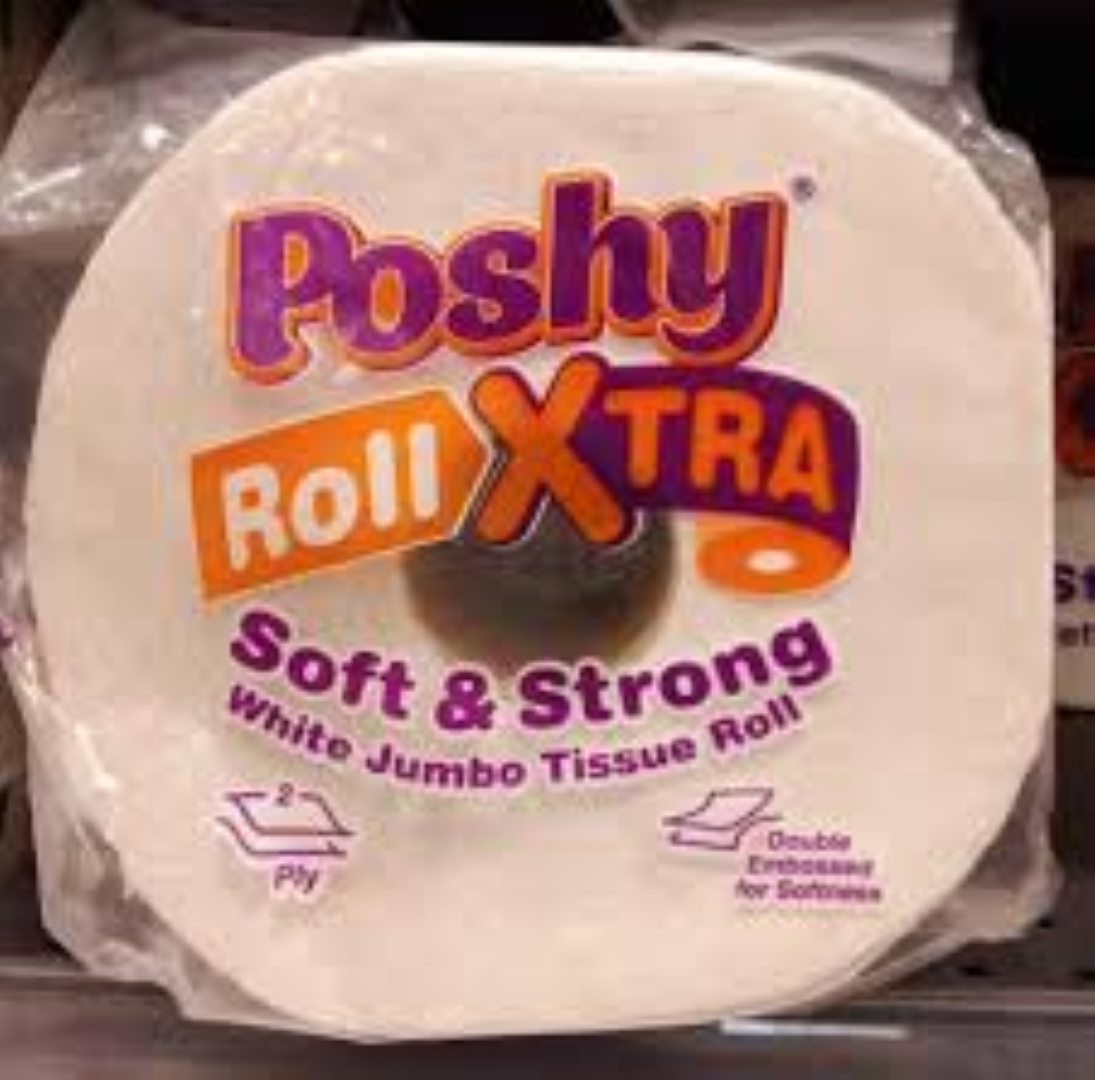  Poshy Roll Xtra Jumbo - 700 Sheets  Premium Blended  2 Ply - Single Pack - Coloured Orange